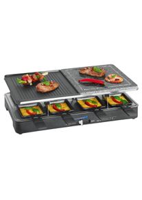 Clatronic RG 3518 2-in-1 Raclette-Grill, 1200-1400 W, 8 Pfännchen, schwarz (261706)