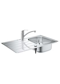 Grohe Eurosmart Set aus Spüle und Küchenarmatur, flacher Auslauf, Einlochmontage, edelstahl (31565SD1)