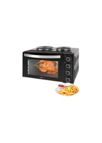 Clatronic KK 3786 Miniküche, 3100 W, 28 L, 2 Kochplatten, mit Backofen, Drehspieß, schwarz (263984)