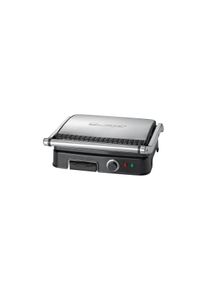 Clatronic KG 3487 Kontaktgrill, 2000W, Thermostat, Antihaftbeschichtete Grillplatten, 2 Kontrollleuchten, edelstahl/schwarz (261670)