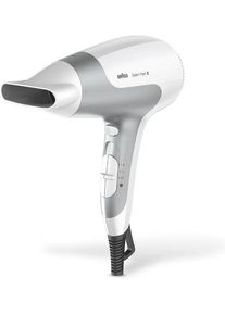 Braun Satin Hair 5 PowerPerfection HD 580 Haartrockner, 2500 W, Ionen-Funktion, Styling-Düse, weiß/silber