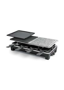 Rommelsbacher RCS 1350 Raclette, 1350W, 8 Pfännchen, 8 Wendeschaber, Antihaftbeschichtung, schwarz/Edelstahl
