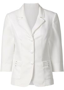 Dames Blouseblazer met sierplooien en glittersteentjes in wit ,maat 38, WITT, 100% Polyester