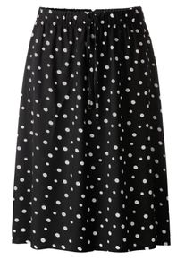 Dames Geweven rok van pure viscose, flatteus in zwart gestippeld ,maat 38, WITT, 100% Viscose