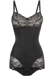 Body decorato con effetto modellante medio, Nero, Taglia 54, bonprix