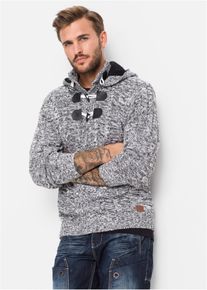 Maglione in filato grosso con cappuccio e cotone, Nero, Taglia 64/66 (3XL), bonprix