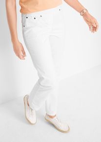Pantaloni in cotone con elastico in vita e cinta comoda straight, Bianco, Taglia 44, bonprix