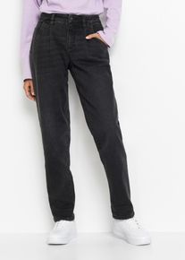 Jeans barrel elasticizzati vita media, Nero, Taglia 46, bonprix