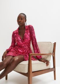 Abito con paillettes e effetto a portafoglio, Fucsia, Taglia 42/44 (S), bonprix