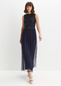 Abito lungo con paillettes, Blu, Taglia 52, bonprix
