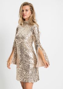 Abito con paillettes e maniche a campana, Oro, Taglia 38/40 (XS), bonprix