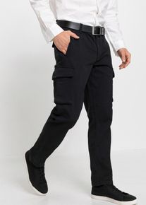 Pantaloni cargo elasticizzati con puro cotone regular fit straight, Nero, Taglia 52, bonprix