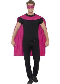 Smiffys Cape de super-héros rose avec masque pour les yeux