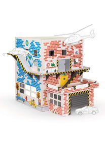 FOLDZILLA 3 in 1 Spielhaus XXL Feuerwehr, Polizei & Krankenhaus
