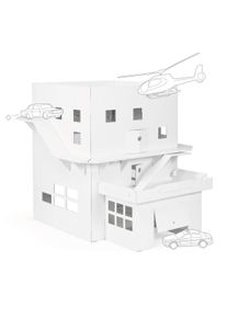FOLDZILLA 3 in 1 Spielhaus XXL 3 in 1 Spielhaus wei&szlig; zum Bemalen und Bekleben