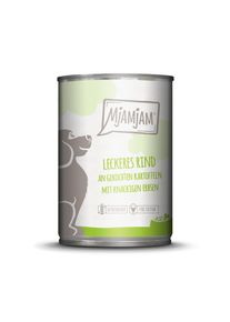 Voordeelpakket: 12x400g MjAMjAM Adult hond Lekker rundvlees met gekookte aardappelen Honden natvoer
