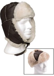 Mil-Tec US B3 Leather, fur cap , color: Brown , size: XXL