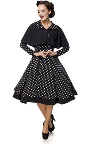 Belsira - Rockabilly Korte jurk - Swing Dress With Cape - XS tot XXL - voor Vrouwen - zwart-wit