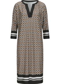 Dames Jersey jurk camel/zwart geprint Maat 38