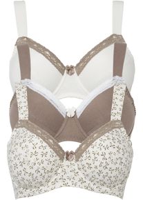 BH mit Bügel mit femininem Druck (3er Pack) - braun - Größe 95B mit Baumwolle- bonprix
