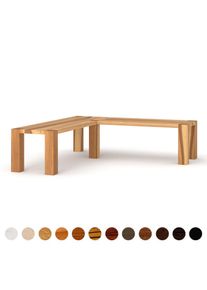 Eckbank Kernesche nach Maß solide Esche mit buntem Kern Massivholz nachhaltig und einzigartig plus Stahlgestell handgefertigt bei Ricon