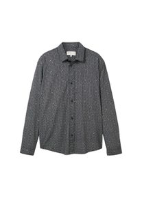 Tom Tailor Denim Herren Relaxed Fit Hemd mit Muster, schwarz, mehrfarbiges Muster, Gr. L, baumwolle