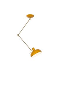 Qazqa Retro plafondlamp geel met brons - Milou