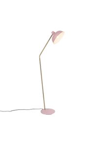 Qazqa Retro vloerlamp roze met brons - Milou