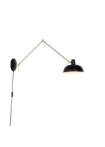 Qazqa Retro wandlamp zwart met brons - Milou