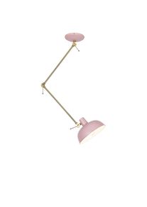 Qazqa Retro plafondlamp roze met brons - Milou