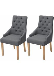 Décoshop26 - Lot de 2 chaises de salle à manger cuisine style moderne dossier capitonné en tissu gris foncé - gris