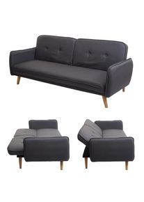 Schlafsofa HWC-J18, Couch Klappsofa Gästebett Bettsofa, Schlaffunktion Stoff/Textil 185cm ~ anthrazit-grau