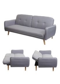 Schlafsofa HWC-J18, Couch Klappsofa Gästebett Bettsofa, Schlaffunktion Stoff/Textil 185cm ~ grau
