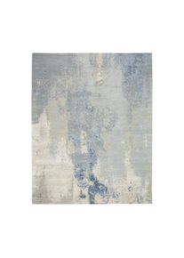 Ręcznie tkany dywan z wiskozy Silk Shadows, Niebieski, Wiskoza