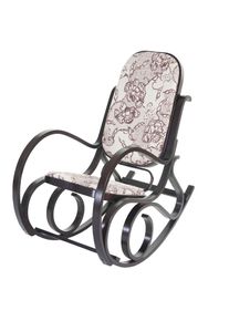 Schaukelstuhl M41, Schwingsessel Fernsehsessel, Massiv-Holz ~ Walnuss-Optik, Stoff/Textil Jacquard braun