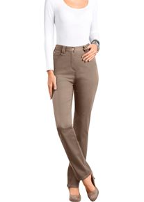 Dames Stretchbroek met studs op de zakken taupe Maat 26