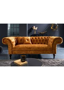 Design ülőgarnitúra Rubby Chesterfield 225 cm mustársárga bársony