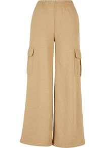 Urban Classics Ladies Highwaist Wide Leg Cargo Terry Pants Cargopant beige