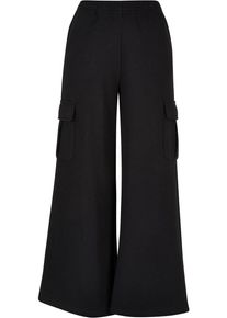 Urban Classics Ladies Highwaist Wide Leg Cargo Terry Pants Cargopant schwarz