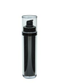 Dozownik Airless Luxury 50 ml czarny, pokrywa czarna, nasadka i pojemnik Luxury przezr.