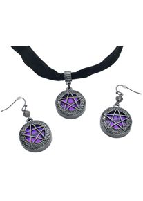 Gothicana by EMP Shiny Pentagram Schmuck-Set schwarz