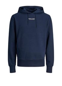 Jack & Jones Nadměrn&aacute; velikost: Jack & Jones, Mikina s kapuc&iacute; a předn&iacute;m potiskem N&aacute;mořnick&aacute; Modr&aacute;