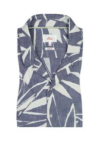 s.Oliver Plus size : s. Oliver, Short-sleeved shirt with resort collar and all-over print, extra long in a Blue
