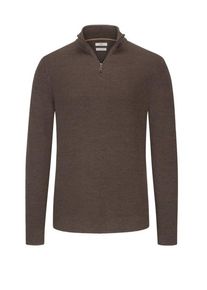 Plus size : Brax, Sweater with Troyer collar in a Brown