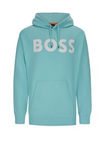 BOSS Orange, Bluza z kapturem i nadrukiem logo Turkusowy