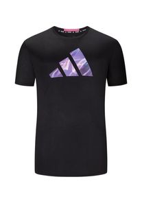 Plus size : Adidas, T-shirt with logo print in functional fabric in a Black