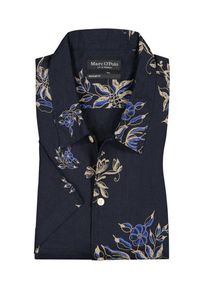 Marc O'Polo plussize: Nadměrná velikost: Marc O'Polo, Koszula lniana z krótkim rękawem w kwiaty Granatowy