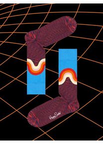 Plus size : Happy Socks, Socks with colourful wave pattern in a Bourdeaux