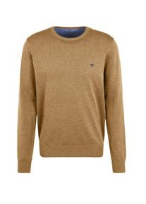 Plus size : Fynch-Hatton, Cotton sweater with round neck, extra long in a Camel