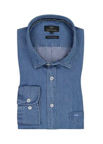 Plus size : Fynch-Hatton, Denim shirt made of cotton with embroidered logo in a Blue